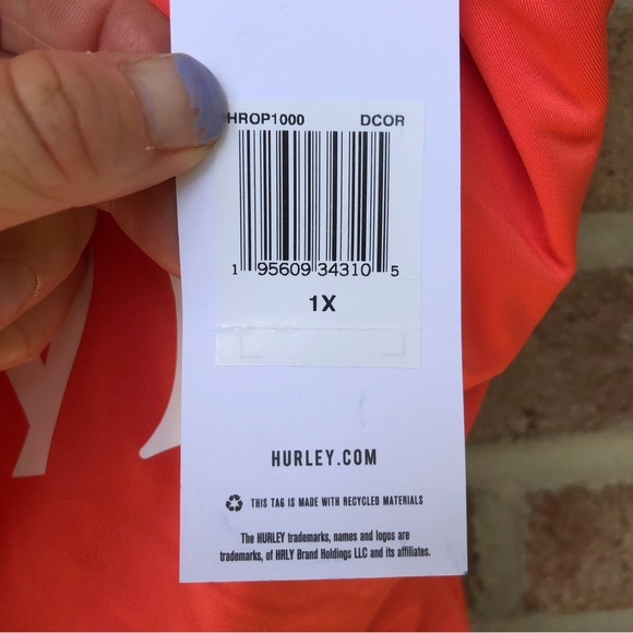 Hurley orange white logo One Piece Swimsuit NWT Women 1X - Picture 11 of 11